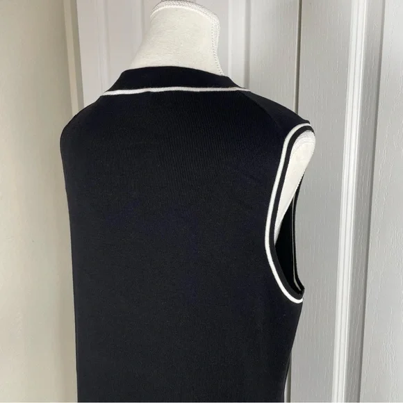 Free Assembly Ribbed Midi Sweater Dress Women’s XL Black White Trim Sleeveless - Picture 9 of 15